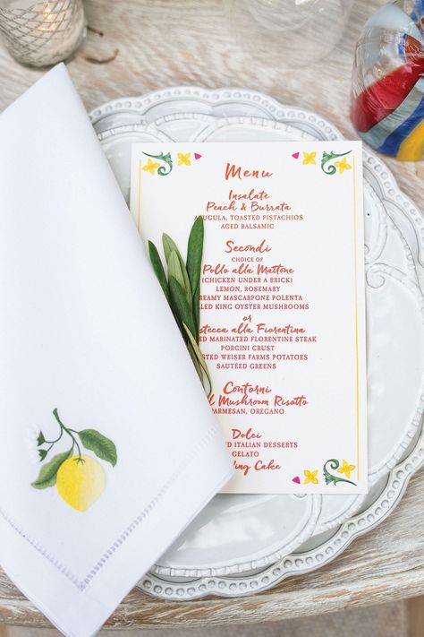 Italian-Inspired Wedding Menu Chicken Under A Brick, Italian Inspired Wedding, Honeymoon Registry, Sauteed Greens, Mushroom Risotto, Wedding Inside, Italian Desserts, Welcome To The Party, Italian Wedding