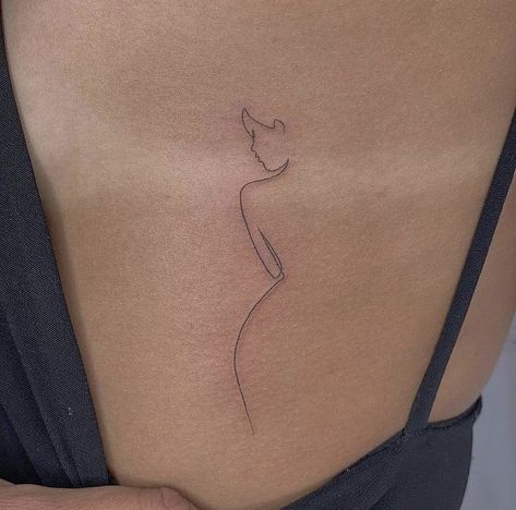 Woman's Silhouette Tattoo, Silhouette Of A Woman Tattoo, Woman’s Silhouette Tattoo, Tattoo Women Silhouette, Tattoo Of A Woman Silhouette, Silhouette Tattoo Woman, Minimalist Body Tattoo, Minimalist Feminine Tattoo, Silhouette Woman Tattoo