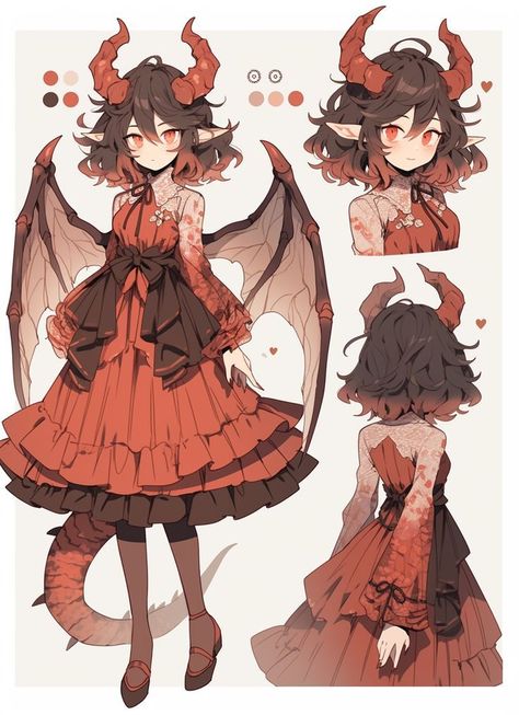 Oc Character Reference, Fantasy Oc Drawing, Dragon Girl Character Design, Dragons Character Design, Dragon Girl Oc, Dragon Girl Art, Character Design Inspiration Concept Art, Dragon Vtuber, Doll Character Design