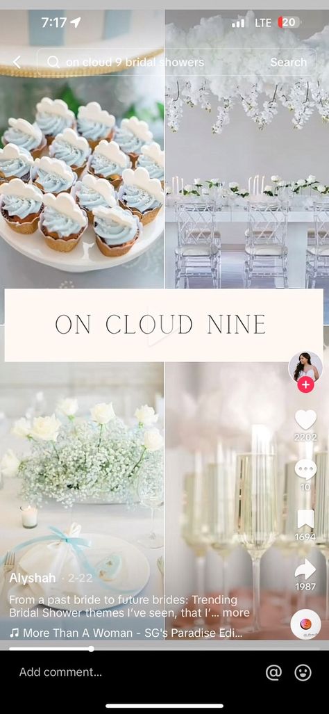 Bridal Shower Cocktails, Elegant Engagement Party, Bridal Shower Wine, Bridal Shower Inspo, Bridesmaid Luncheon, White Bridal Shower, Bridal Shower Inspiration, Bridal Shower Centerpieces, On Cloud Nine