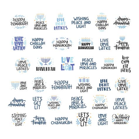 Premium Vector | Hanukkah vector celebration typography set. traditional jewish holiday phrases collection. love, light, latkes quote. chanukah wishes isolated on white. handwritten hanuka festive lettering Happy Hanukkah Quotes, Celebration Typography, Hanukkah Quotes, Holiday Phrases, Hanukkah Quote, Hanukkah Ideas, English Language Teaching, Jewish Holiday, Christmas Hanukkah