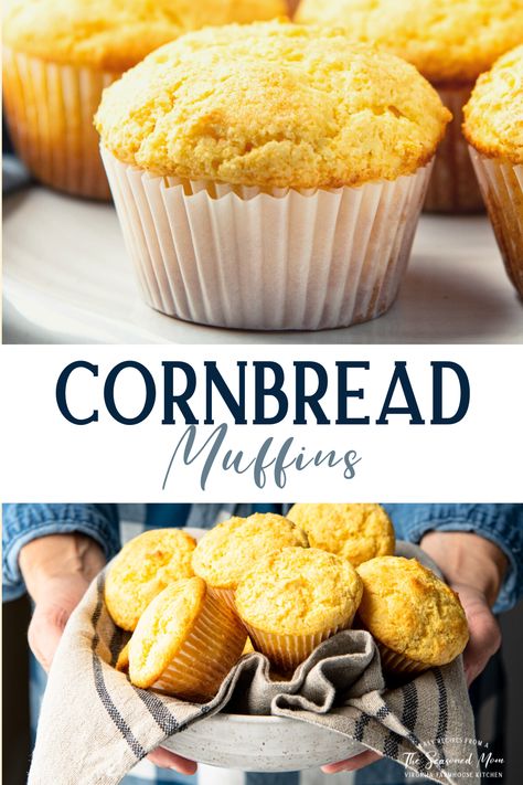 These fluffy and moist bakery-style cornbread muffins are a perfect side dish for chili, barbecue, or any other family meal. Best of all, you can stir together the batter for the sweet, tender muffins in just 10 minutes! Cornbread Muffins Easy, Moist Sweet Cornbread, Buttermilk Corn Muffins, Moist Cornbread Muffins, Muffins Easy Recipe, Country Cornbread, Sweet Cornbread Muffins, Morning Glory Muffins Recipe, Perfect Cornbread