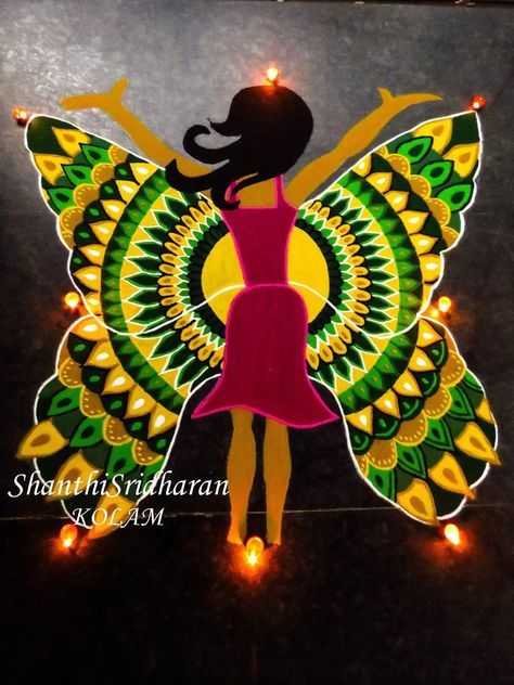 45+ Beautiful Diwali Rangoli & Kolam Designs By Shanthi Sridharan Butterfly Rangoli Designs Latest, Cartoon Rangoli Designs Latest, Butterfly Rangoli Design, Cartoon Rangoli Designs Diwali, Art Rangoli Designs, Cartoon Rangoli, Butterfly Rangoli, Cartoons Rangoli Design, Cartoons Rangoli