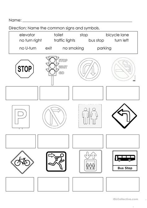 Signs and Symbols - English ESL Worksheets for distance learning and physical classrooms Traffic Signs And Symbols, Safety Signs And Symbols, Word Formation, Signs And Symbols, Semester 2, Community Signs, Life Skills Activities, Safety Signs, 2nd Grade Worksheets