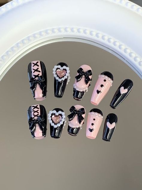 Y2k 3d, Nails Length, Y2k Nails, Really Cute Nails, Jirai Kei, Manicure Kit, Kawaii Nails, Nail Length, Style Japonais