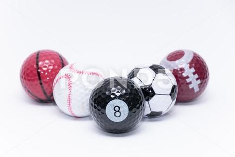 Golfball painted like a ball of many different sports golf ball Stock Photos #AD ,#ball#painted#Golfball#sports Coloring Golf Balls Ideas, Things To Draw On Golf Balls, Paint Golf Balls, Golf Ball Markings Ideas, Golf Fundraiser, Ball Markers Golf, Golf Ball Crafts, Golf Logo, Different Kinds