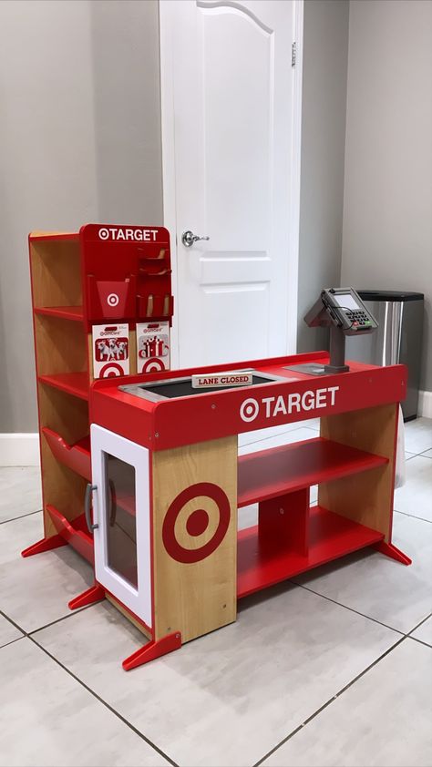 I Can't Get Enough of These Life-Like Target and Starbucks Playsets This Dad Made Toy Grocery Store Diy, Toy Target Store, Play Kitchen Set Up Classroom, Melissa And Doug Grocery Store Makeover Target, Play Target Store, Toy Grocery Store, Target Pretend Play, Target Play Store, Target Playset