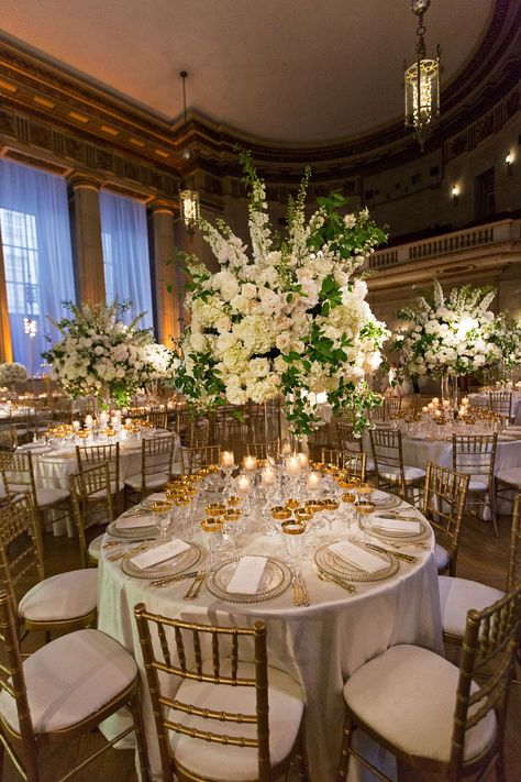 Regal Decor, Round Wedding Tables, Duke Photography, White Wedding Decorations, Tall Wedding Centerpieces, Inside Weddings, Elegant Wedding Reception, Wedding Money, Wedding Floral Centerpieces