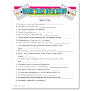 Love Name That Song Games Printable 80s Birthday Party, Decades Party, Decade Party, 80s Birthday, 80s Birthday Parties, 1980s Party, 80s Songs, Totally 80s, 80s Theme Party