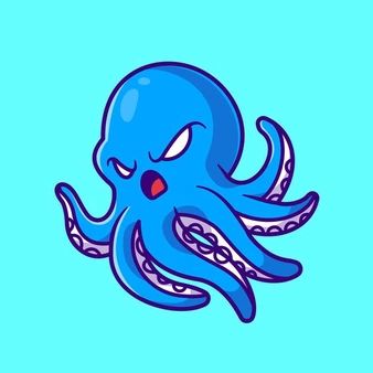 Catalyststuff | Freepik Sketch Ideas Tattoo, Kraken Illustration, Angry Octopus, Octopus Cartoon, Sticker Sketch, Angry Cartoon, Octopus Drawing, Octopus Illustration, Octopus Painting