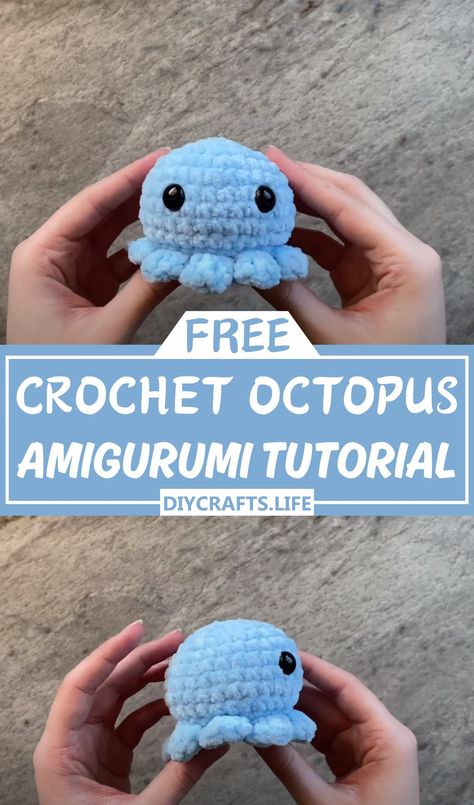 Crochet Octopus Amigurumi Patterns For Sea Creations - DIY Crafts No Sew Crochet Octopus Pattern, Small Octopus Crochet Pattern Free, Beginner Crochet Octopus, Crochet Pattern Octopus Free, Small Crochet Octopus, Crochet Small Octopus Free Pattern, Octopus Knitting Pattern Free, Crochet Small Octopus, Cute Crochet Octopus