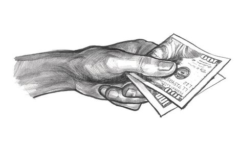 Illustration about Hand with money, pencil drawing, scetch. Illustration of background, icon, illustration - 76196828 Money Drawing Sketches, Eraser Art, Aesthetic Money, Money Drawing, Manifestation Money, Handmade Portrait, Money Icons, Colored Pencil Set, Saving Challenge