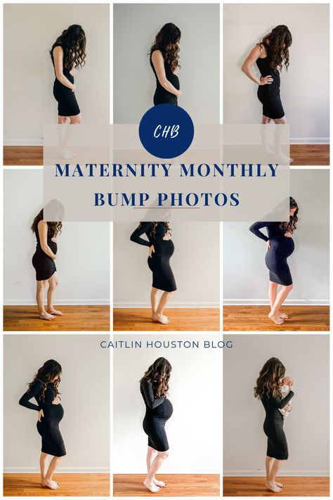 How to Take Monthly Maternity Bump Photos - Caitlin Houston Pregnant Pictures, Bump Pictures, Pregnancy Progression, Pregnancy Bump, Baby Bump Photos, Maternity Black Dress, Baby Parenting, Bump Photos, Second Pregnancy