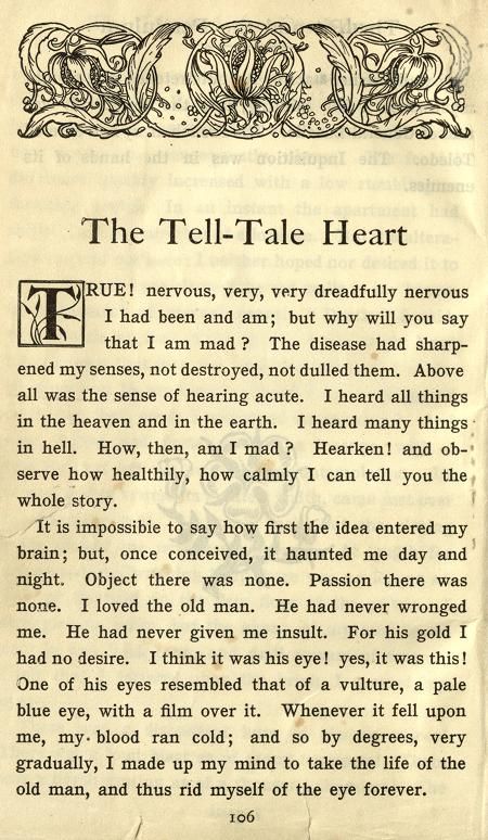 Edgar Allen Poe Poster, Edgar Allan Poe Tell Tale Heart, Tell Tale Heart Aesthetic, Story Book Quotes, Edgar Allan Poe Aesthetic, Nikki Core, Poetry Pages, Literature Poster, Poe Edgar