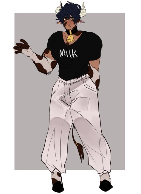 Chubby Boy Drawing, Horns Art, Sheep Horns, Boy Oc, Male Oc, Body Base Drawing, Boy Drawing, A Cow, Black Art Pictures