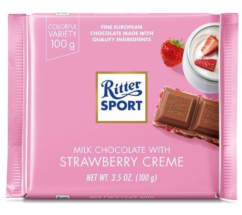 Ritter Sport Chocolate, Yogurt Mousse, Dehydrated Strawberries, Strawberry Bars, American Candy, Rice Crisps, Yogurt Bar, Strawberry Powder, Chocolate Wrapping