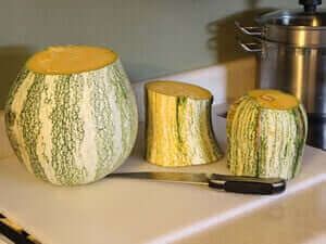 Green Striped Cushaw Squash Recipes, Cushaw Squash, Gourd Recipes, Squash In Oven, Squash Puree, Pumpkin Pie Smoothie, Pre Cooked Chicken, Wellness Mama, Garden Food