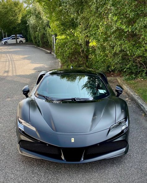 Matte Black Ferrari, Black Ferrari, Ferrari Sf90 Stradale, Ferrari Sf90, Red Heads, Classic Sports Cars, Ferrari Car, Classy Cars, Best Luxury Cars