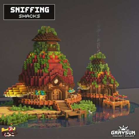 Minecraft Sniffing Shacks #zicxa #image #background #wallpaper Minecraft House Ideas Jungle, Mc Jungle Builds, Minecraft Sniffer Art, Jungle Build Minecraft, Jungle Houses Minecraft, Minecraft Sniffer House, Sniffer Sanctuary Minecraft, Sniffer Minecraft Build, Minecraft Mangrove Palette