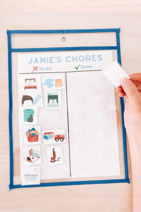 Make a chore chart you'll actually stick to! This DIY velcro chore chart for kids is the best chore chart for toddlers and even older kids! This free printable chore chart template is exactly what you need. Use for your toddlers, for multiple kids, for your whole family! Plus there is a huge list of chores by age! What are age appropriate chores for kids? I've got the list here! #cassiescroggins Velcro Chore Chart, Diy Chore Chart Kids, Chores By Age, Age Appropriate Chores For Kids, Chore Chart For Toddlers, Free Printable Chore Charts, Boys Room Diy, Kids Routine Chart, Toddler Chores