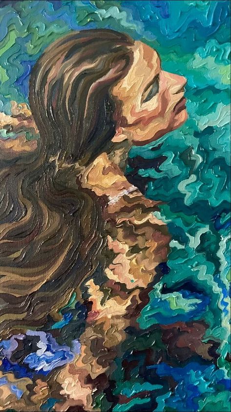 Katie Mcgowan, Aquamarine Painting, Painting Tricks, Heart Of The Sea, Gcse Art Sketchbook, London Artist, Free Print, Arte Inspo, Art Inspiration Painting