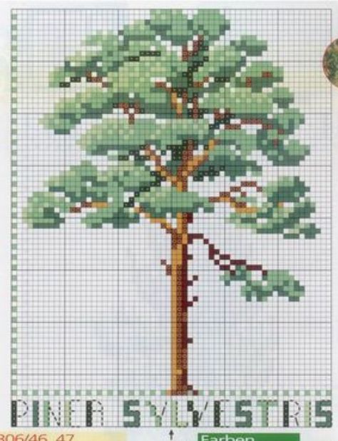 Oak Tree Cross Stitch, Weaving Yarn, Cross Stitch Tree, Cypress Trees, Crochet Tapestry, Plant Pattern, Tree Patterns, Counted Cross Stitch Patterns, Yarn Crafts