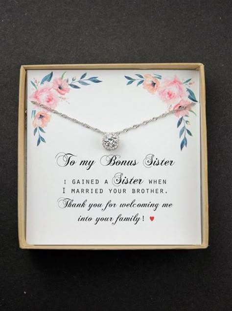 Sister In Law Wedding Gift, Sister In Law Wedding, Necklace Sister, Law Necklace, Sister Of The Groom, Sister Wedding Gift, Unbiological Sister, Sister In Law Gifts, Gift Sister