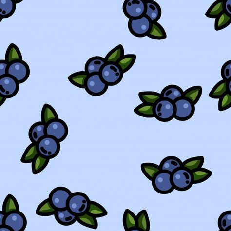 Cute cartoon flat style blueberry seamle... | Premium Vector #Freepik #vector #background #pattern #food #texture Blueberry Painting Easy, Cute Blueberry Drawing, Blueberry Aesthetic Art, Blue Drawing Ideas, Cartoon Blueberry, Blueberry Cartoon, Blueberry Background, Blueberries Aesthetic, Blueberry Aesthetic