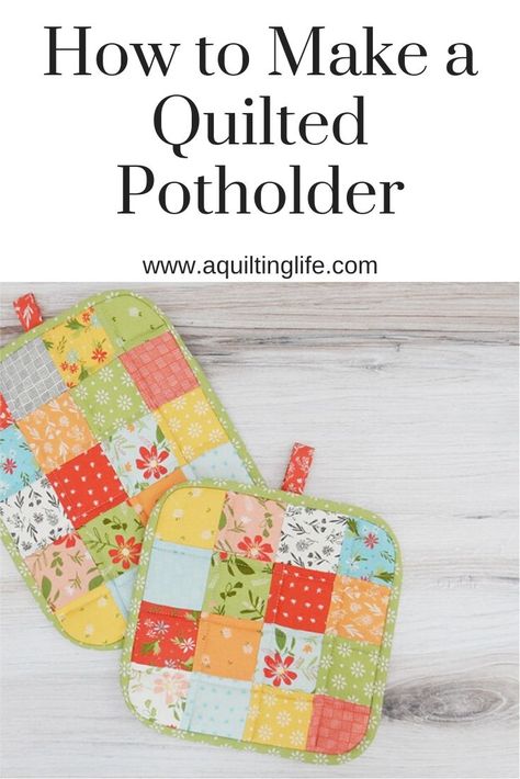 How To Make A Pot Holder Free Pattern, Easy Quilted Potholder Pattern, Potholder Tutorial, Patchwork Potholders, Easy Quilted Pot Holders, Jelly Roll Pot Holders, Potholders Quilted, How To Make A Potholder, Quilt Potholders