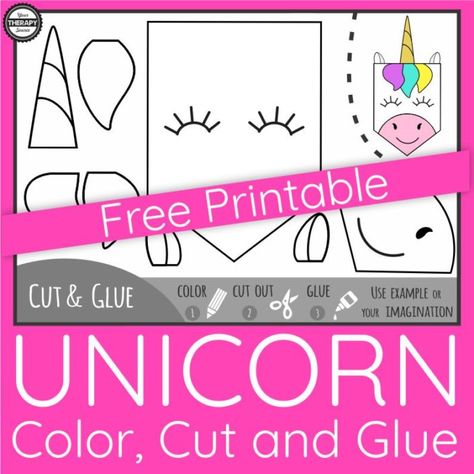 Unicorn Fine Motor Activity Toddlers Crafts, Rainbow Unicorn Birthday Party, Playdough Kit, Fine Motor Activity, Fun Educational Activities, Cut And Glue, Rainbow Unicorn Birthday, Playdough Kits, Printables Free Kids