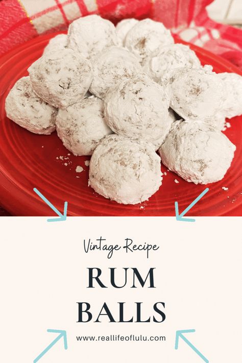 Craving an easy boozy treat? Whip up these rum balls! Just crush vanilla wafers and walnuts, mix with sweetened condensed milk and rum (yum!), chill the dough, and roll into balls. Dust with powdered sugar or sprinkles for a fun pop of color! They're perfect for Father's Day cookies, summer cookies, or 4th of July cookies. Rum Ball Cookies Christmas, Rum Cookies Christmas, Coconut Rum Balls Recipe, Holiday Rum Balls, Old Fashioned Rum Balls, Rum Cookies Recipes, Rum Balls Recipe Easy, Rum Balls With Vanilla Wafers, Rum Balls Boozy