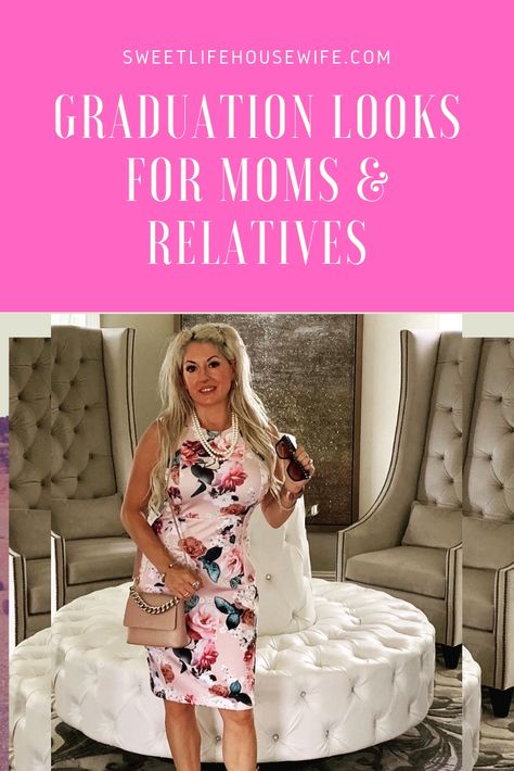 Graduation looks for moms and relatives! Elevate any dress with accessories like these! Graduation Attendee Outfit, Mom Graduation Outfit, Graduation Looks, Graduation Dress For Mom, Dresses For Moms, Daytime Fashion, Outfits For Moms, Graduation Look, Valentino Sandals