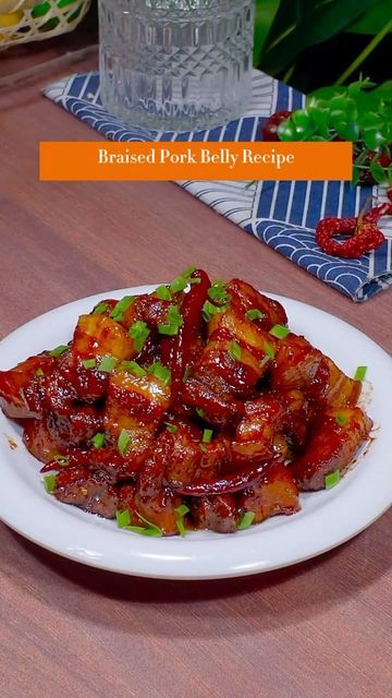 Chinese Pork Belly Recipe, Braising Recipes, Braised Pork Belly, Pork Belly Recipes, Chinese Cooking Recipes, Tasty Recipes Videos, Braised Pork, Chinese Cooking, January 11