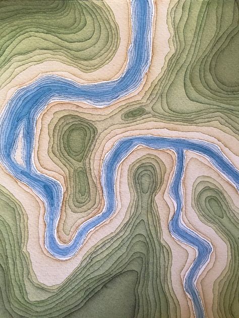 Topographic Map Art, Map Quilt, Modele Pixel Art, Map Projects, Architectural Model, Aerial Arts, River Art, The Staff, Illustrated Map