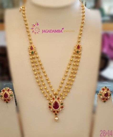 Gundla Chain Designs, Simple Step Chains In Gold Indian, Steps Necklace Gold, Steps Chain Gold Indian, Step Chains Designs, Step Chains In Gold Indian, Layer Chain, Gold Jewels Design, Gold Pearl Jewelry