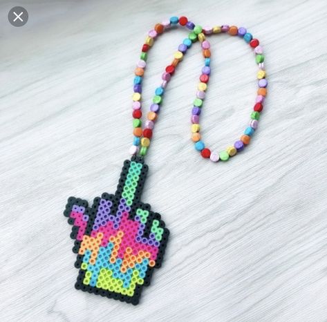 Perler Necklaces, Fairy Energy, Ironing Beads, Huichol Pattern, Kandi Inspo, Diy Kandi Bracelets, Hamma Beads Ideas, Melty Bead Patterns, Kandi Kid