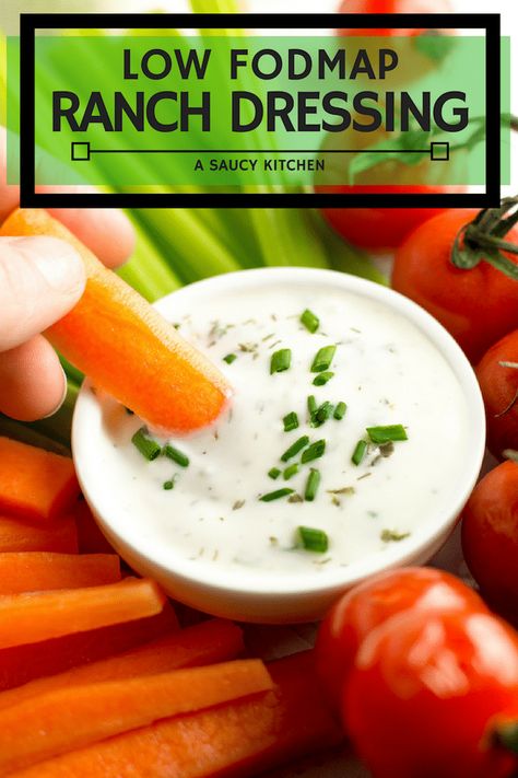 Easy, five minute low FODMAP Ranch Dressing made with lactose free yoghurt and a few herbs and spices. #GlutenFree Low Fodmap Ranch, Fodmap Recipes Dinner, Low Fodmap Recipes Dinner, Fodmap Meal Plan, Fodmap Friendly Recipes, Low Fodmap Snacks, Fodmap Snacks, Fodmap Foods, Low Fat Diet Plan