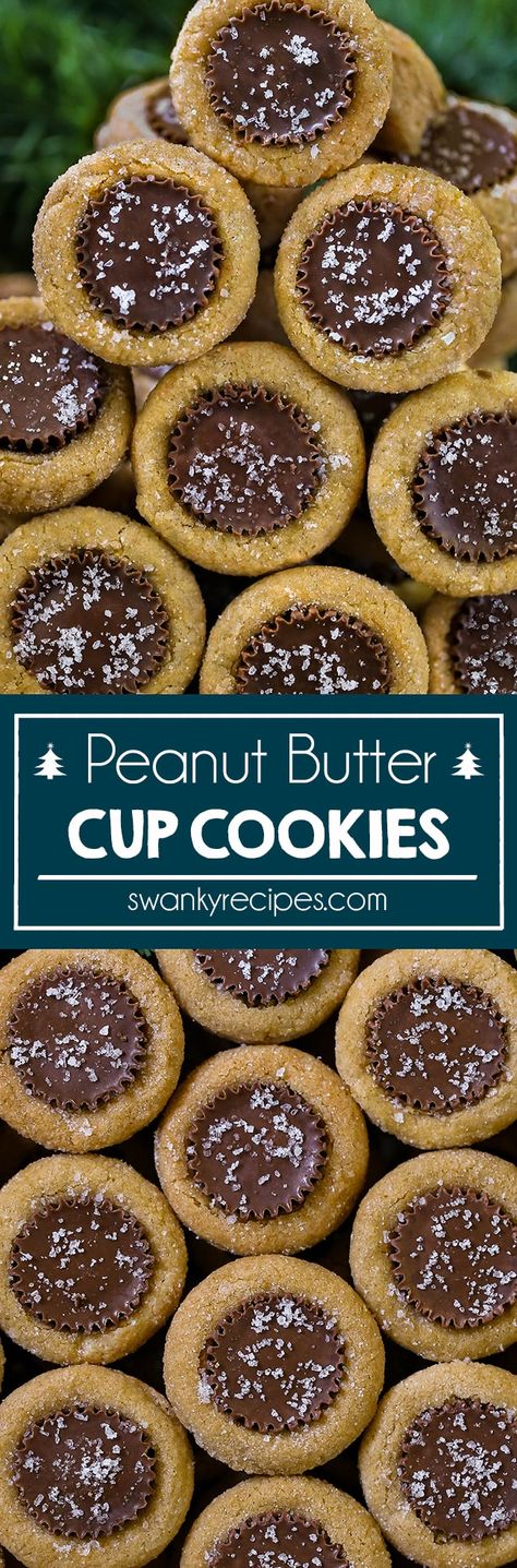 The BEST Peanut Butter Cup Cookies for Christmas dessert. Old-fashioned, traditional thick and chewy peanut butter cookies with mini Reese's peanut butter cup chocolate candy. Cup Cookies, Reese's Peanut Butter Cup, Peanut Butter Blossom Cookies, Classic Peanut Butter Cookies, Cookies For Christmas, Best Christmas Cookie Recipe, Peanut Butter Cup Cookies, Christmas Cookie Recipe, Chewy Peanut Butter Cookies