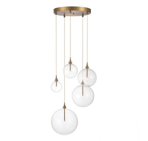 5-Light Pendant in Natural Brass Park Lighting, Savoy House Lighting, Cluster Pendant Lighting, Deco Luminaire, Multi Light Pendant, Globe Chandelier, 5 Light Chandelier, Savoy House, Dimmable Led Lights