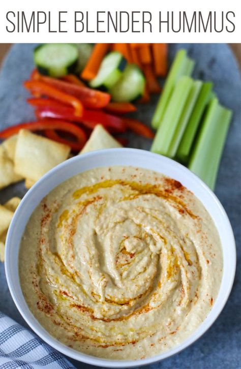 Making homemade hummus in the blender (or food processor) is easier than you think. The hummus ingredients come together quickly leaving you with a healthier and tastier appetizer than you could find at the store. #hummus #easyappetizer #easyhummus #blenderhummus Blender Hummus, Hummus Appetizers, Savoury Treats, Hummus Recipes, Easy Hummus Recipe, Big Momma, Hummus Ingredients, Honey Mustard Dipping Sauce, Vitamix Recipes