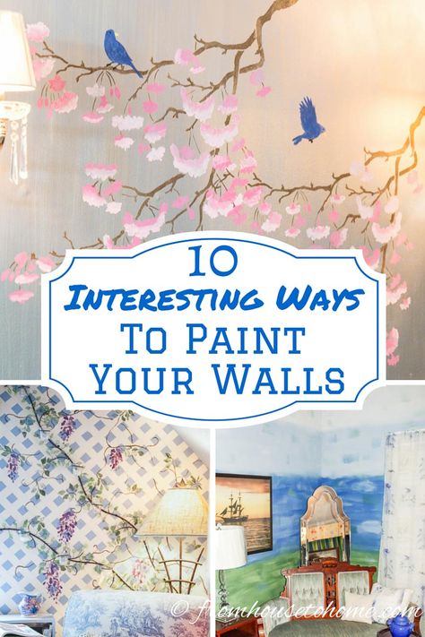 10 Interesting Ways To Paint Your Walls | Looking for some ways to add interest to your room? Check out these paint treatments...#4 is my favorite! Argyle Wall, Creative Wall Painting Ideas, Wedding Wand, Herringbone Wall, House To Home, Creative Wall Painting, Ombre Wall, Trending Paint Colors, Interior Decorating Tips