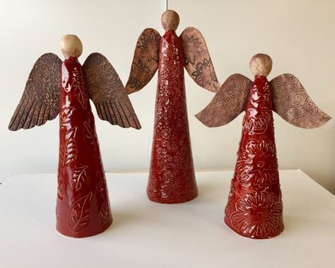 Ceramic Angels Sculpture, Clay Angel, Pottery Angels, Clay Christmas Decorations, Ceramic Christmas Decorations, Tuesday Afternoon, Handmade Angels, Ceramic Angels, Pottery Handbuilding