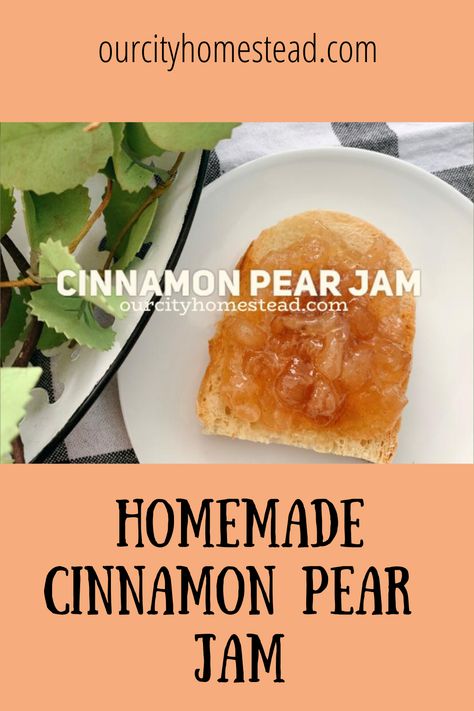 Enjoy this yummy cinnamon pear jam on toast, muffins, pancakes and much more. It's a great way to preserve summer in a jar. Peach And Pear Jam, Pear Jam Recipe With Pectin, Small Batch Pear Jam, Cinnamon Pear Jam, Pear Freezer Jam Recipe, Pear Freezer Jam, Easy Pear Jam, Pear Jam With Pectin, Pear Jam Recipe Canning