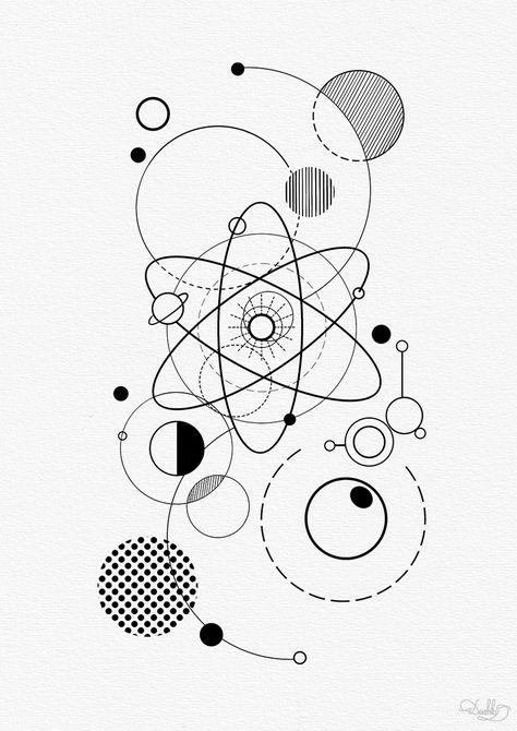 designed by #dushky / #art #illustration #digital #digitalart #design #graphics #printart #print #space #universe #stars #planets #geometry #geometricart #tattoo #tattoodesign #math #science Geometry Doodles, Science Symbols Art, Math Illustration Graphic Design, Planets Line Art, Cosmic Geometry, Universe Line Art, Math Symbols Art, Time And Space, Life Symbol Tattoo