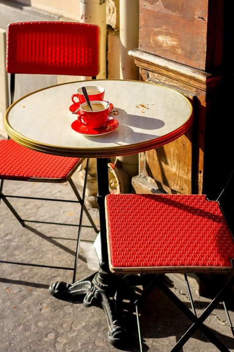 Red café table Paris, Fine art Paris photos by Julia Willard, red photo, Falling Off Bicycles photography Vintage Cafe Photography, Photography In Paris, French Coffee Shop, Red Cafe, Café Table, Bicycle Photography, Table Photography, Blue Cafe, French Kitchen Decor