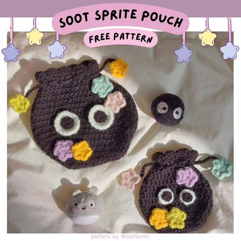 Soot Sprite Crochet, Cute Pouches, Soot Sprite, Crochet Pouch, Crochet Shop, I Am So Grateful, Beginner Crochet Projects, Pouch Pattern, Fun Crochet Projects