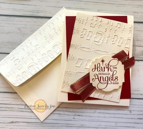 New at SU! Merry Melody Embossing Folder – Creative Juice by Loni Merry Melody Embossing Folder, Chrismas Cards, Christmas Cards 2017, Creative Juice, Merrie Melodies, Stampin Up Christmas Cards, Frame Card, Embossed Cards, Stampin Up Christmas