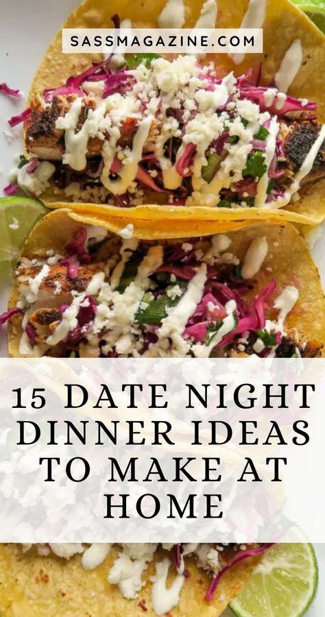 From cozy comfort food to elegant dishes that dazzle the palate, these recipes are not just about the food – they’re about creating moments of connection and indulging in the pleasure of each other’s company. We have found some of our favorite date night dinner recipes to make at home. Whether you’re planning a romantic evening for two or a cozy gathering at home, try one of these simple yet impressive recipes that are bound to make your date night a flavorful and memorable affair. Date Night Cooking Recipes, Mexican Dinner Date Night At Home, Date Night Grilling Ideas, Anniversary Recipes Dinner, Date Dinners To Make, Food To Make As A Couple, Date Night Foods At Home, Fun Recipes To Make As A Couple, Recipes To Make As A Couple