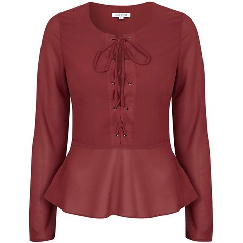 TOPSHOP **Lace Up Folk Blouse by Glamorous ($45) ❤ liked on Polyvore featuring tops, blouses, rust, laced tops, lace up front top, red top, lace front top and topshop Lace Up Front Top, Lace Front Top, Red Blouse, Topshop Outfit, Red Top, Red Blouses, Lace Front, Lace Top, Rust