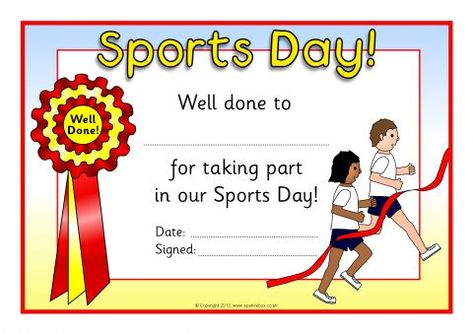 Sports Day Certificates (SB8249) - SparkleBox Sports Day Certificates, Sports Day Activities, School Sports Day, Printable Sports, Free Certificate Templates, Certificate Design Template, Awards Certificates Template, Award Certificates, Sports Awards